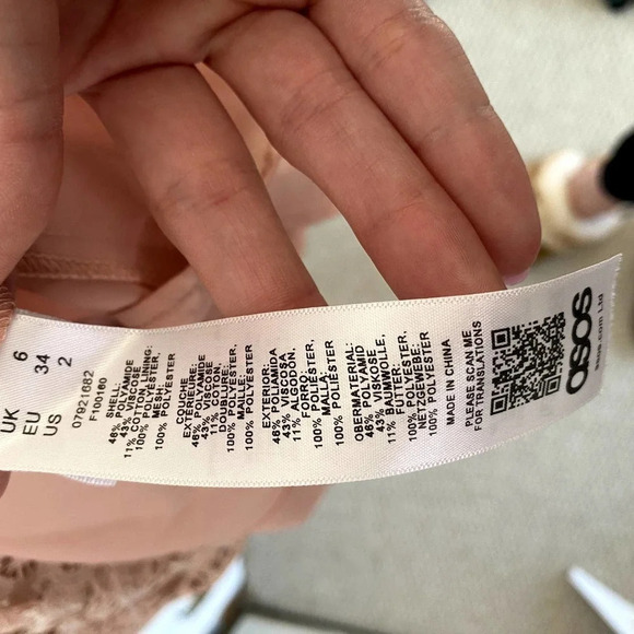 ASOS Blush Pink Lace Pinny Scallop Edge Midi Racerback Formal Dress - Picture 10 of 10